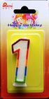 Birthday Candles Handmade 0-9 Number Candle with Gliter Rainbow Color edge