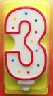 !BIG! Number Candle Handmade Birthday Candles  with Red Edge and 3 Colors Dots
