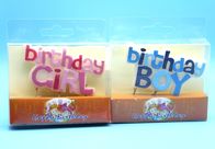 Dripless Painted Shaped Birthday Candles , Birthday Gril / Boy Letter Candles