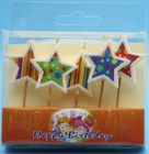 Colorful  Painting Star Shaped Birthday Candles Long Burning Paraffin Material