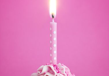 Shining Pink Birthday Candles For Cupcakes With White Dots Tearless Eco Friendly