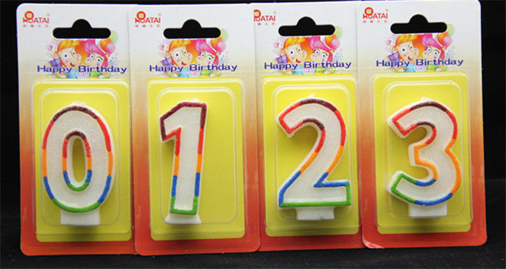 Birthday Candles Handmade 0-9 Number Candle with Gliter Rainbow Color edge